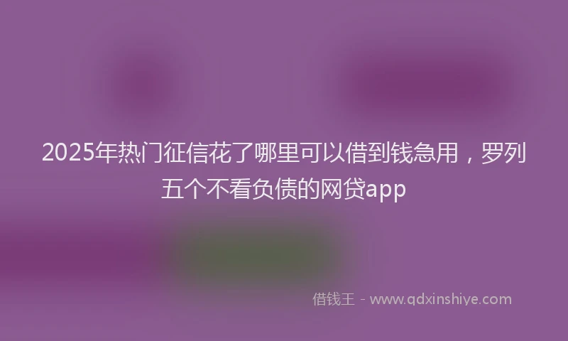 2025年热门征信花了哪里可以借到钱急用，罗列五个不看负债的网贷app