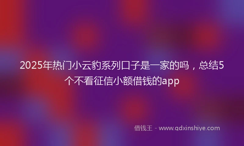 2025年热门小云豹系列口子是一家的吗，总结5个不看征信小额借钱的app