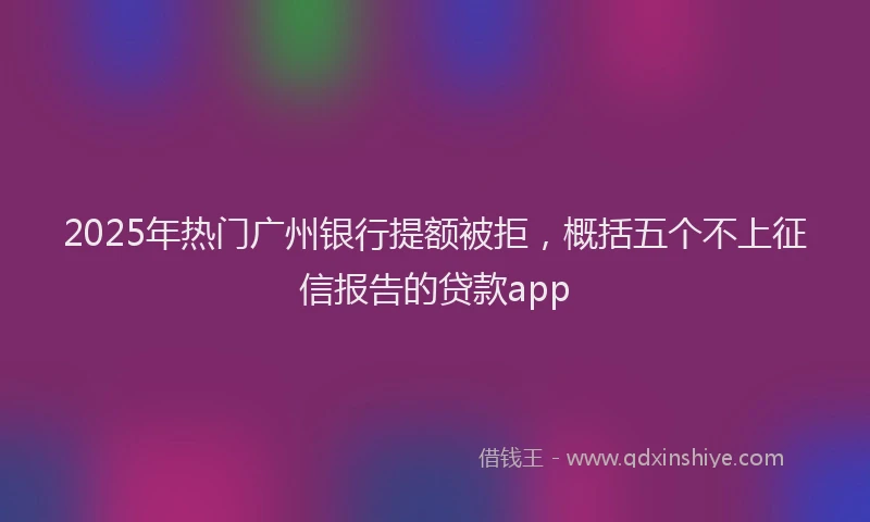 2025年热门广州银行提额被拒，概括五个不上征信报告的贷款app