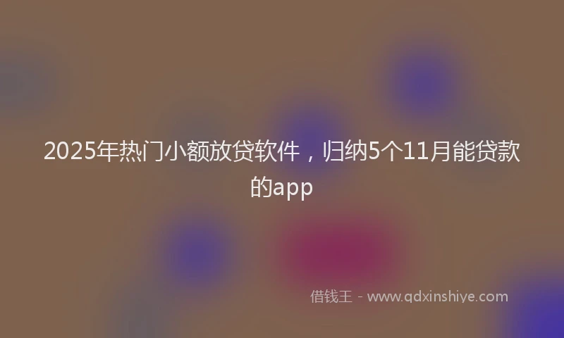 2025年热门小额放贷软件，归纳5个11月能贷款的app