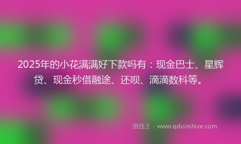2025年的小花满满好下款吗有：现金巴士、星辉贷、现金秒借融途、还呗、滴滴数科等。