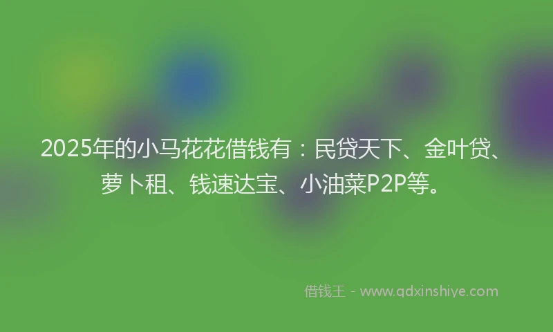 2025年的小马花花借钱有：民贷天下、金叶贷、萝卜租、钱速达宝、小油菜P2P等。