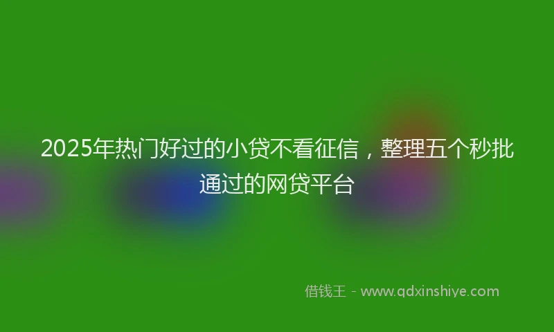 2025年热门好过的小贷不看征信，整理五个秒批通过的网贷平台