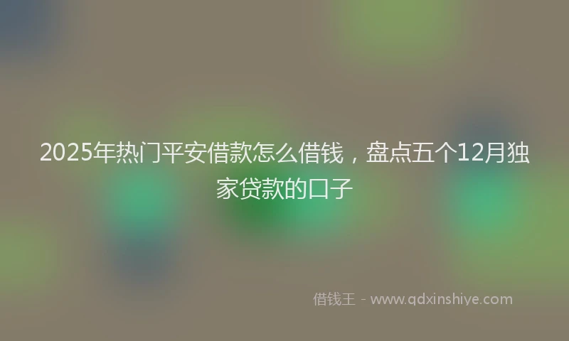 2025年热门平安借款怎么借钱，盘点五个12月独家贷款的口子