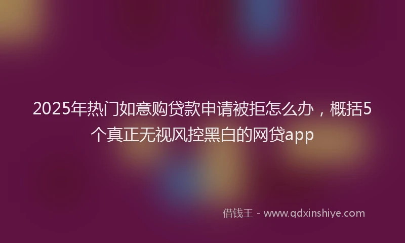 2025年热门如意购贷款申请被拒怎么办，概括5个真正无视风控黑白的网贷app