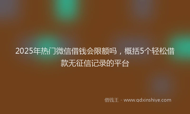 2025年热门微信借钱会限额吗，概括5个轻松借款无征信记录的平台