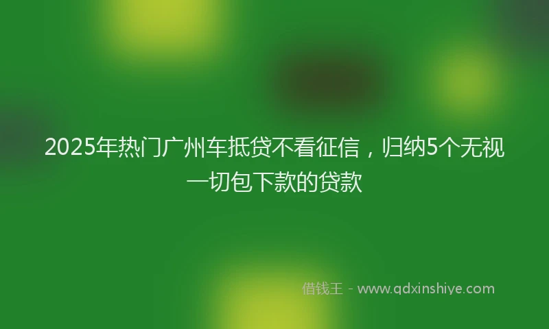 2025年热门广州车抵贷不看征信，归纳5个无视一切包下款的贷款