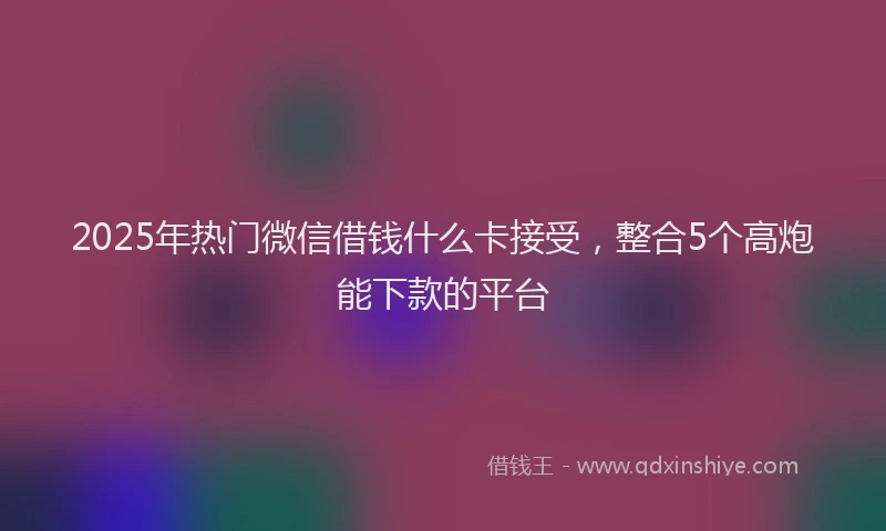 2025年热门微信借钱什么卡接受，整合5个高炮能下款的平台