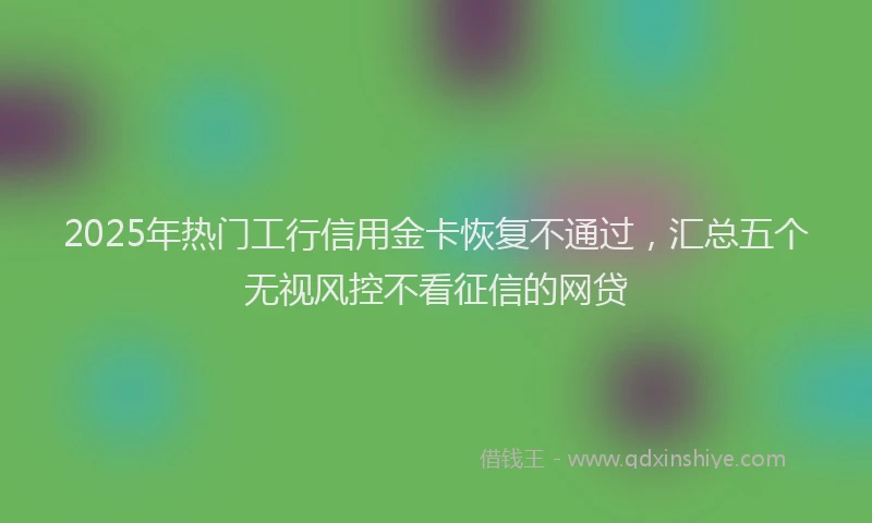 2025年热门工行信用金卡恢复不通过，汇总五个无视风控不看征信的网贷