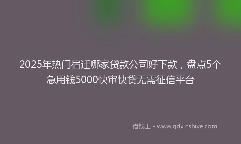 2025年热门宿迁哪家贷款公司好下款，盘点5个急用钱5000快审快贷无需征信平台