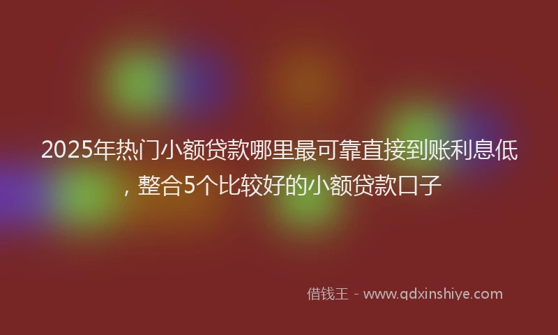 2025年热门小额贷款哪里最可靠直接到账利息低，整合5个比较好的小额贷款口子