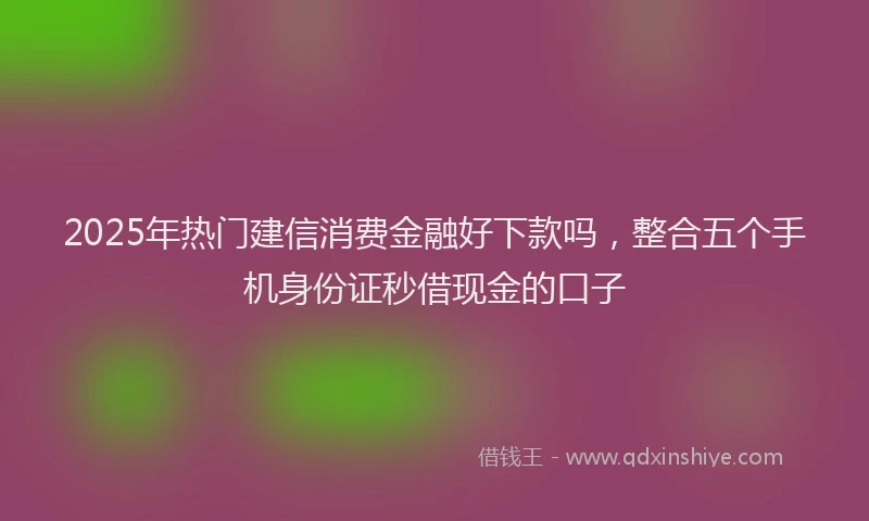 2025年热门建信消费金融好下款吗，整合五个手机身份证秒借现金的口子