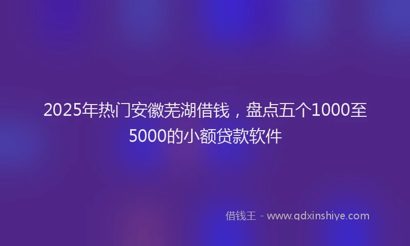 2025年热门安徽芜湖借钱，盘点五个1000至5000的小额贷款软件