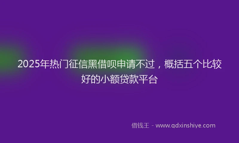 2025年热门征信黑借呗申请不过，概括五个比较好的小额贷款平台