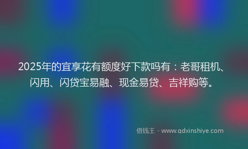2025年的宜享花有额度好下款吗有：老哥租机、闪用、闪贷宝易融、现金易贷、吉祥购等。