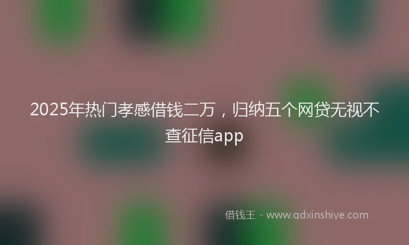 2025年热门孝感借钱二万，归纳五个网贷无视不查征信app