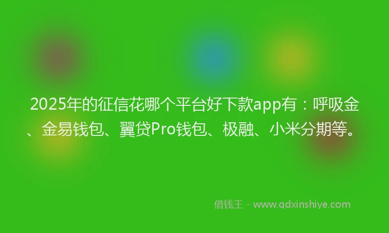 2025年的征信花哪个平台好下款app有：呼吸金、金易钱包、翼贷Pro钱包、极融、小米分期等。