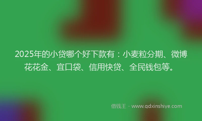 2025年的小贷哪个好下款有：小麦粒分期、微博花花金、宜口袋、信用快贷、全民钱包等。