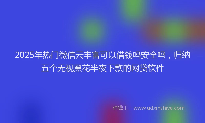 2025年热门微信云丰富可以借钱吗安全吗，归纳五个无视黑花半夜下款的网贷软件
