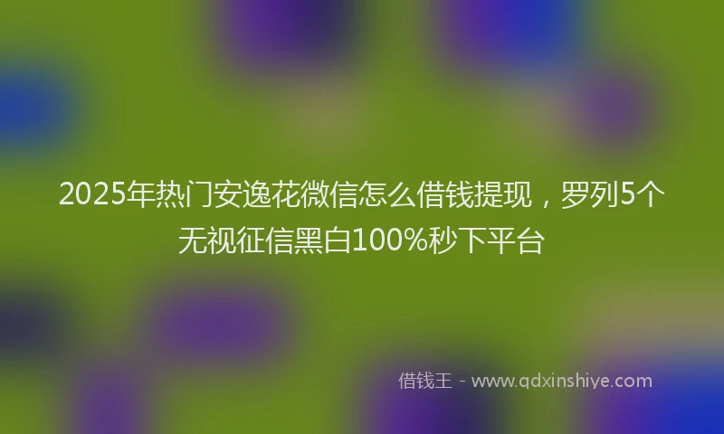 2025年热门安逸花微信怎么借钱提现，罗列5个无视征信黑白100%秒下平台