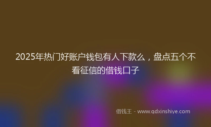2025年热门好账户钱包有人下款么，盘点五个不看征信的借钱口子