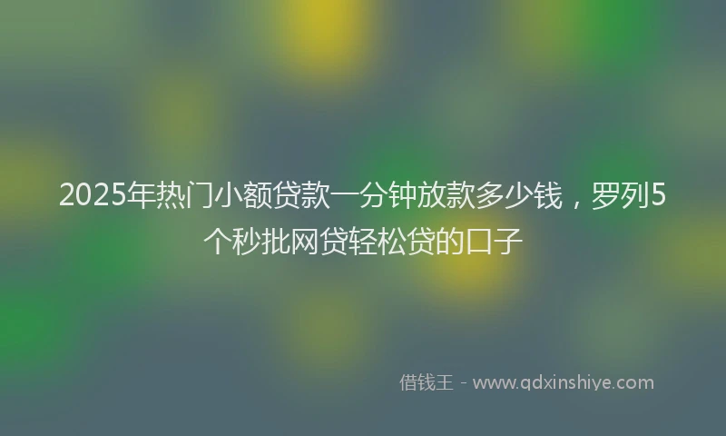 2025年热门小额贷款一分钟放款多少钱，罗列5个秒批网贷轻松贷的口子