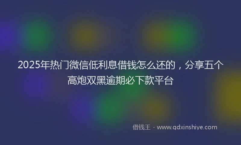 2025年热门微信低利息借钱怎么还的，分享五个高炮双黑逾期必下款平台
