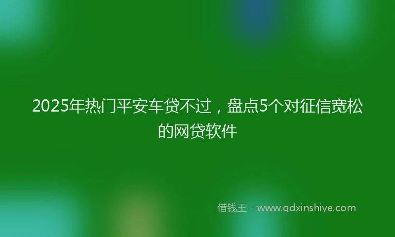 2025年热门平安车贷不过，盘点5个对征信宽松的网贷软件