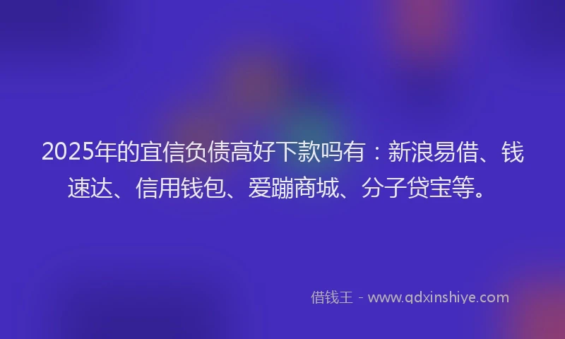 2025年的宜信负债高好下款吗有：新浪易借、钱速达、信用钱包、爱蹦商城、分子贷宝等。