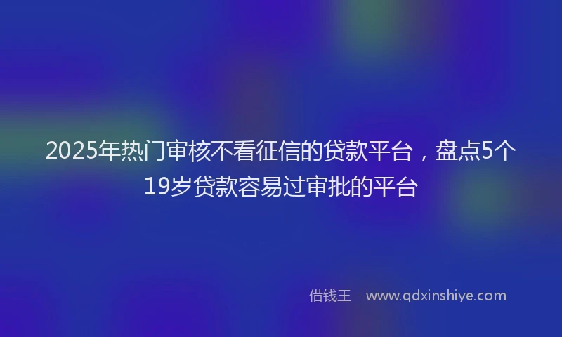 2025年热门审核不看征信的贷款平台，盘点5个19岁贷款容易过审批的平台