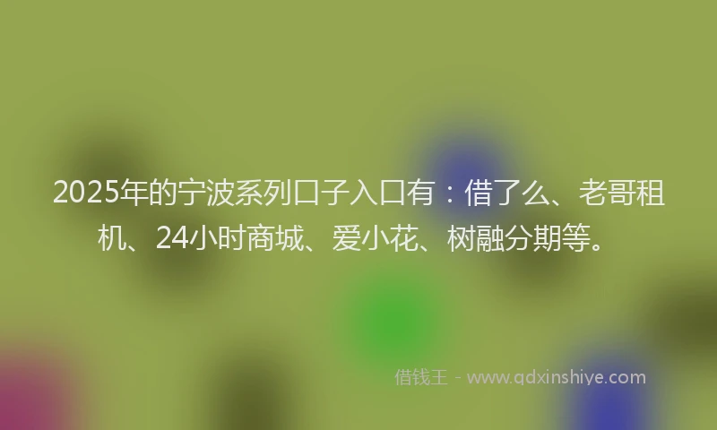 2025年的宁波系列口子入口有：借了么、老哥租机、24小时商城、爱小花、树融分期等。