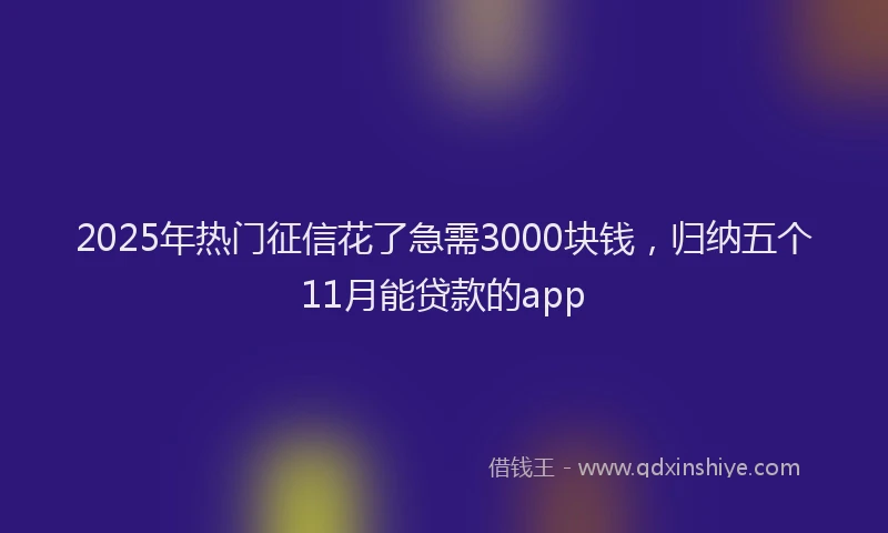 2025年热门征信花了急需3000块钱，归纳五个11月能贷款的app
