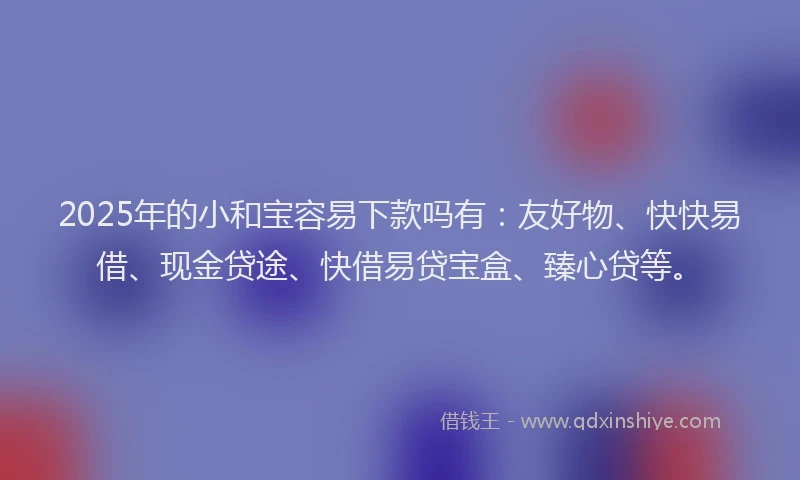 2025年的小和宝容易下款吗有：友好物、快快易借、现金贷途、快借易贷宝盒、臻心贷等。