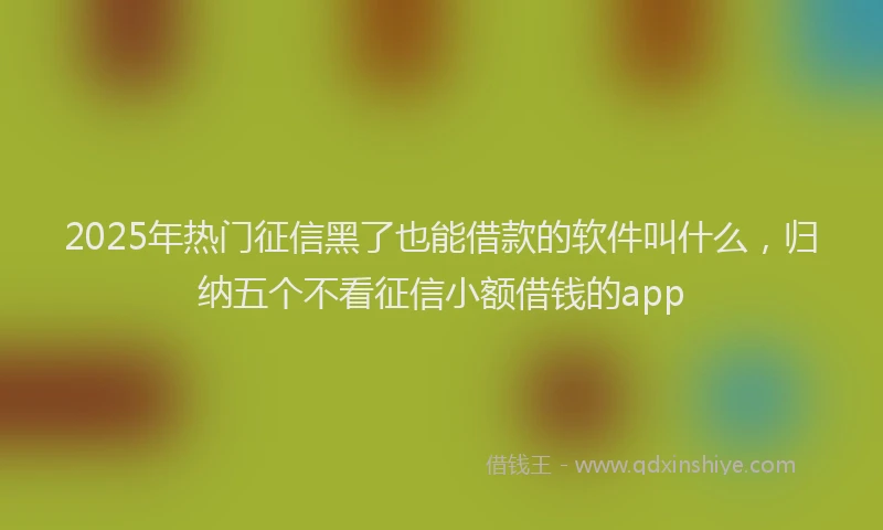 2025年热门征信黑了也能借款的软件叫什么，归纳五个不看征信小额借钱的app