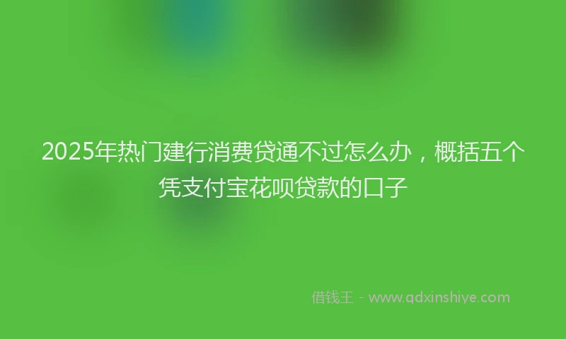 2025年热门建行消费贷通不过怎么办，概括五个凭支付宝花呗贷款的口子