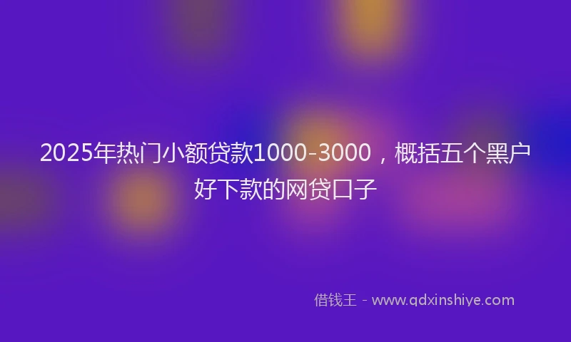 2025年热门小额贷款1000-3000，概括五个黑户好下款的网贷口子