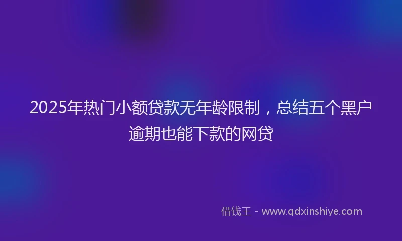 2025年热门小额贷款无年龄限制，总结五个黑户逾期也能下款的网贷