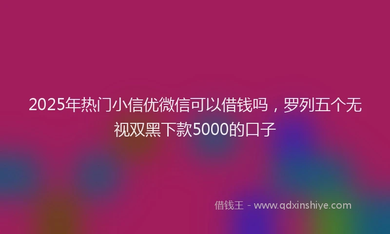 2025年热门小信优微信可以借钱吗，罗列五个无视双黑下款5000的口子