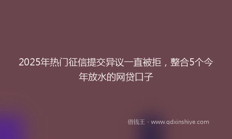 2025年热门征信提交异议一直被拒，整合5个今年放水的网贷口子