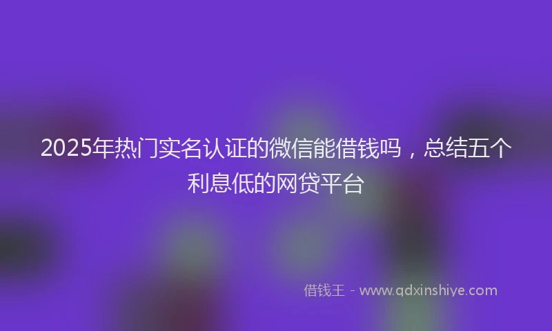 2025年热门实名认证的微信能借钱吗，总结五个利息低的网贷平台