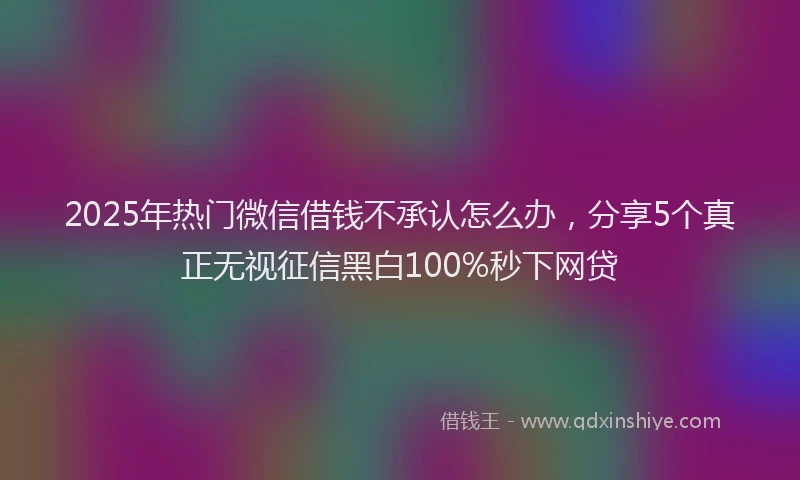 2025年热门微信借钱不承认怎么办，分享5个真正无视征信黑白100%秒下网贷