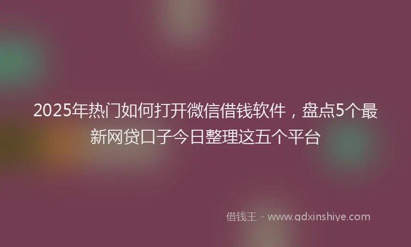 2025年热门如何打开微信借钱软件，盘点5个最新网贷口子今日整理这五个平台