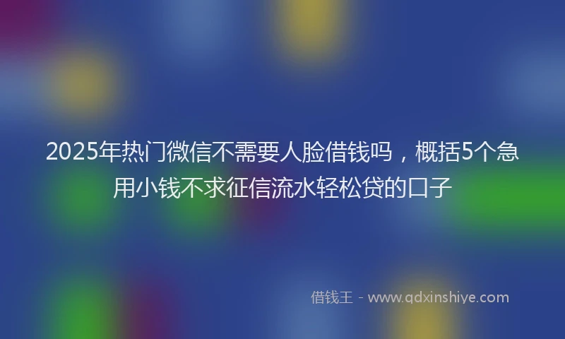 2025年热门微信不需要人脸借钱吗，概括5个急用小钱不求征信流水轻松贷的口子