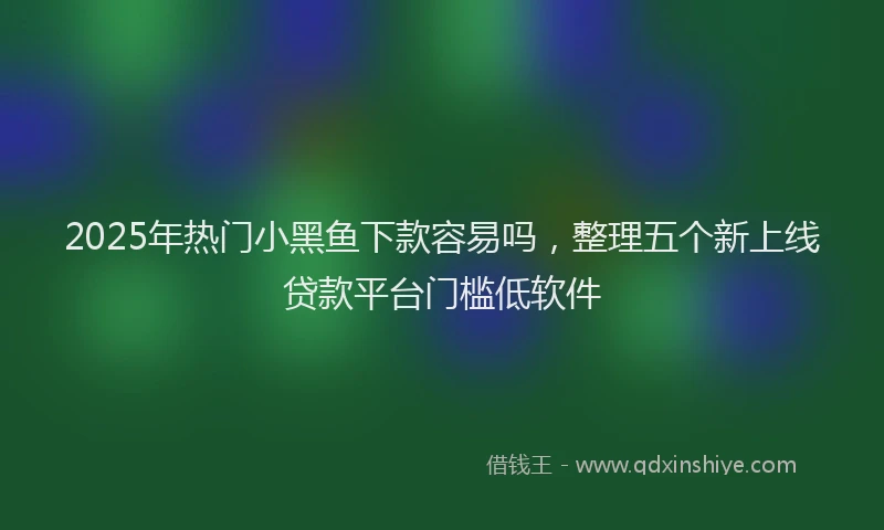 2025年热门小黑鱼下款容易吗，整理五个新上线贷款平台门槛低软件
