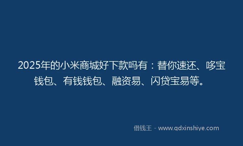 2025年的小米商城好下款吗有：替你速还、哆宝钱包、有钱钱包、融资易、闪贷宝易等。