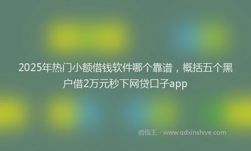2025年热门小额借钱软件哪个靠谱，概括五个黑户借2万元秒下网贷口子app