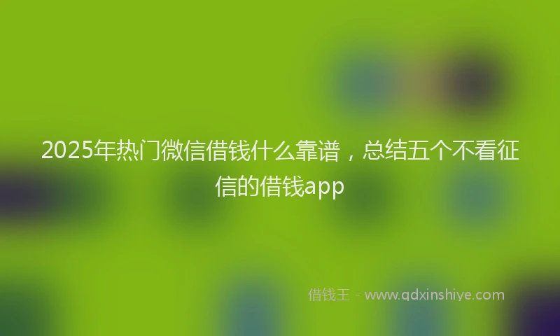 2025年热门微信借钱什么靠谱，总结五个不看征信的借钱app