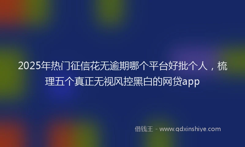 2025年热门征信花无逾期哪个平台好批个人，梳理五个真正无视风控黑白的网贷app