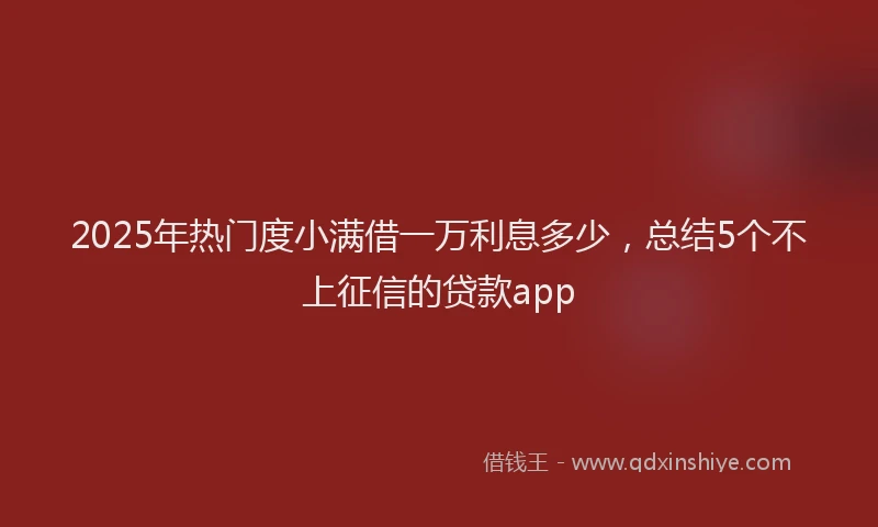 2025年热门度小满借一万利息多少，总结5个不上征信的贷款app