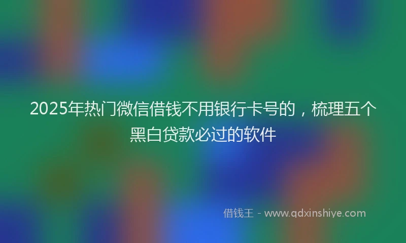 2025年热门微信借钱不用银行卡号的，梳理五个黑白贷款必过的软件